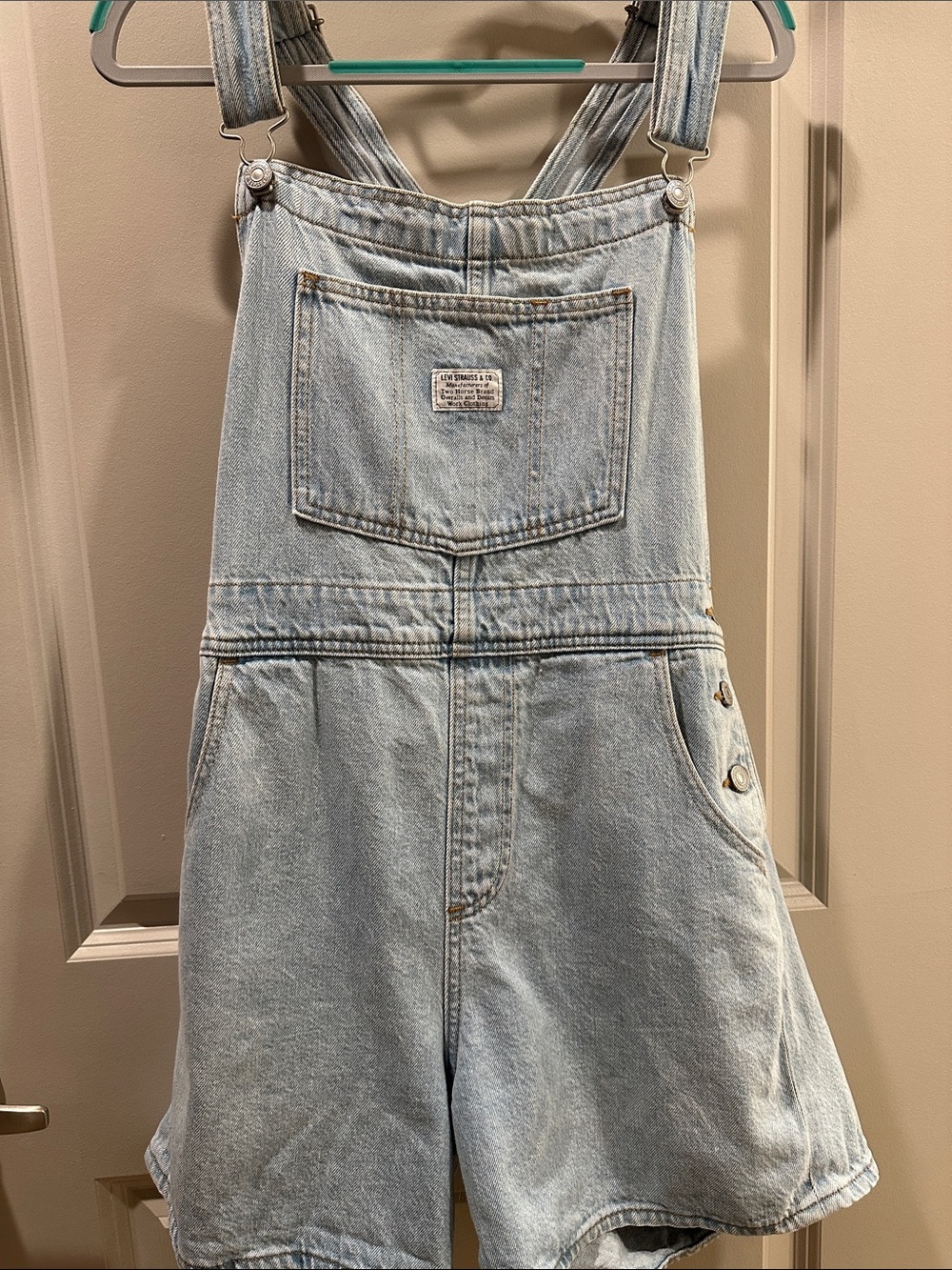 Levi's Light Blue Denim Short Overalls
